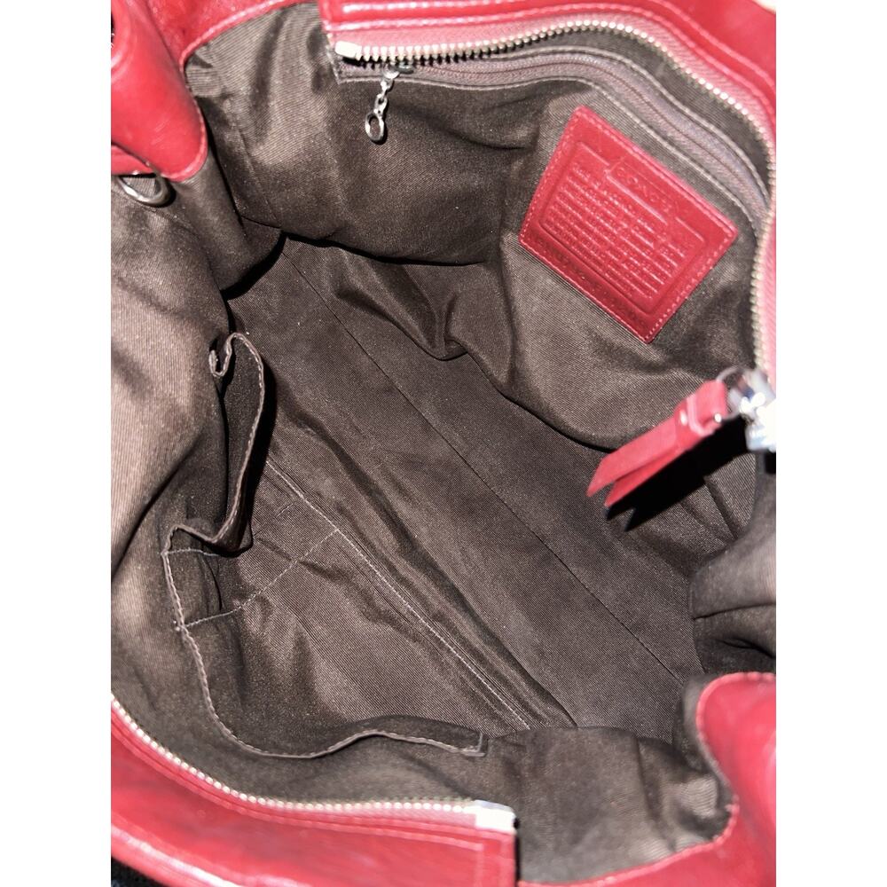 vintage Coach Hamptons fine suede and leather Bag Bordeaux Red - Picture 9 of 10
